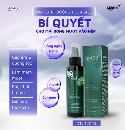 Tinh dầu khô AKASIL siêu mượt, giữ nếp cho tóc xoăn lọ 120ml