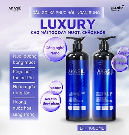 Bộ dầu gội-xả phục hồi Akasil Luxury chai 1000ml