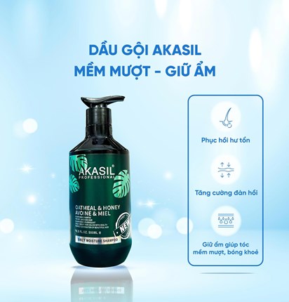 Dầu gội Akasil Mềm mượt và Dưỡng ẩm 500ml