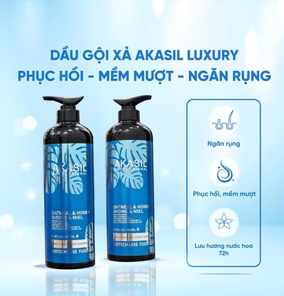 Bộ dầu gội-xả phục hồi Akasil Luxury chai 1000ml
