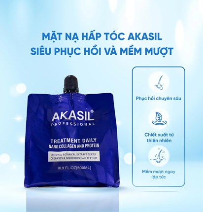 Hấp Akasil phục hồi, mềm mượt, siêu thơm ( túi 500ml )
